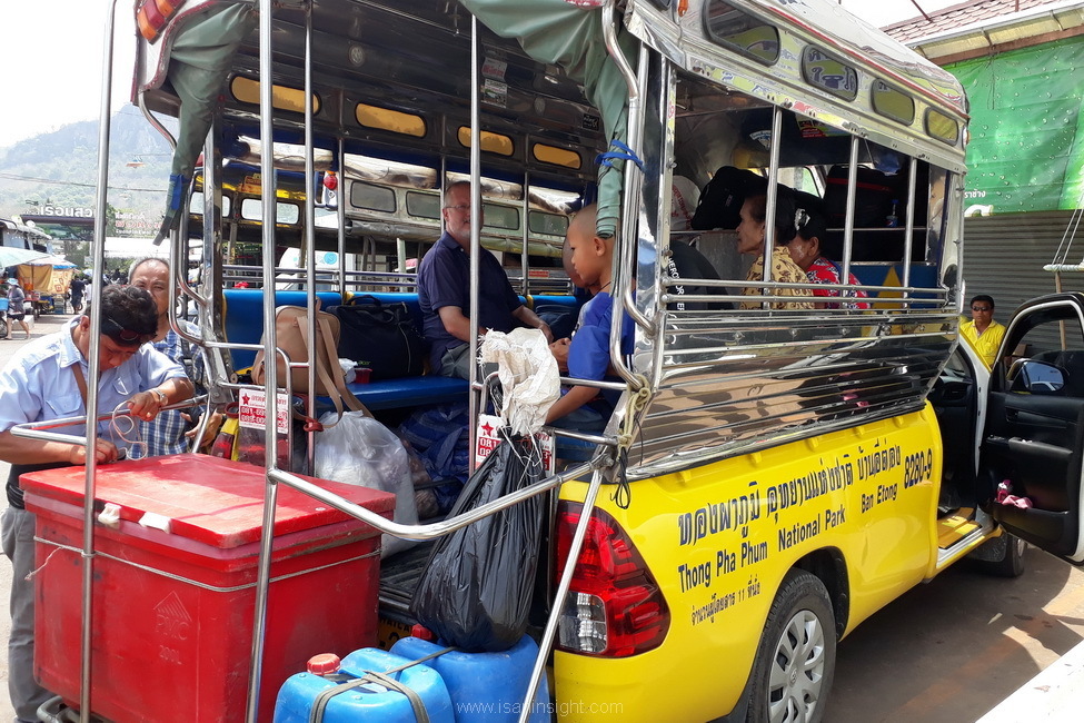 รถสองแถวอีต่อง รถไฟ น้ำตก กาญจนบุรี ทองผาภูมิ บ้านอีต่อง เหมืองแร่ปิล๊อก เดินทาง